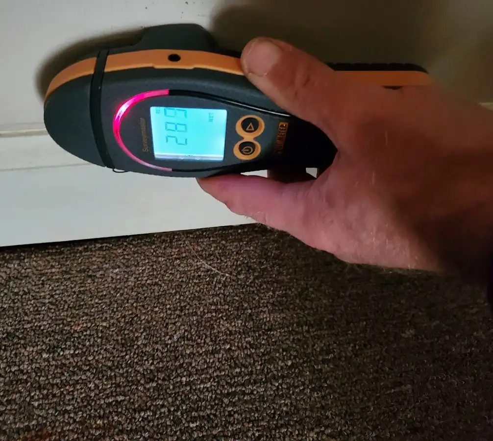 Moisture detection at baseboard during Mold Inspection & Testing in Windham