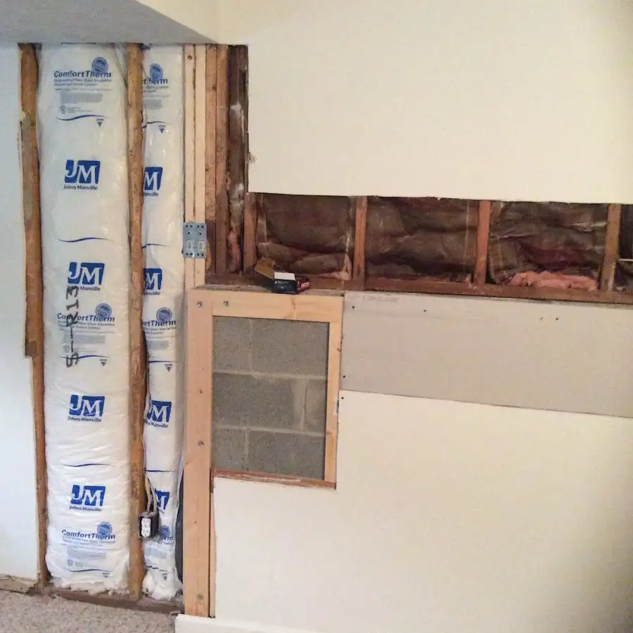 Wall insulation replacement during Basement Flood Cleanup in Windham